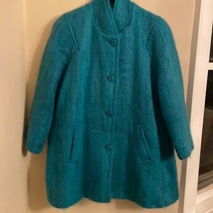 Beautiful brilliant turquoise mohair 40s style vintage swing coat